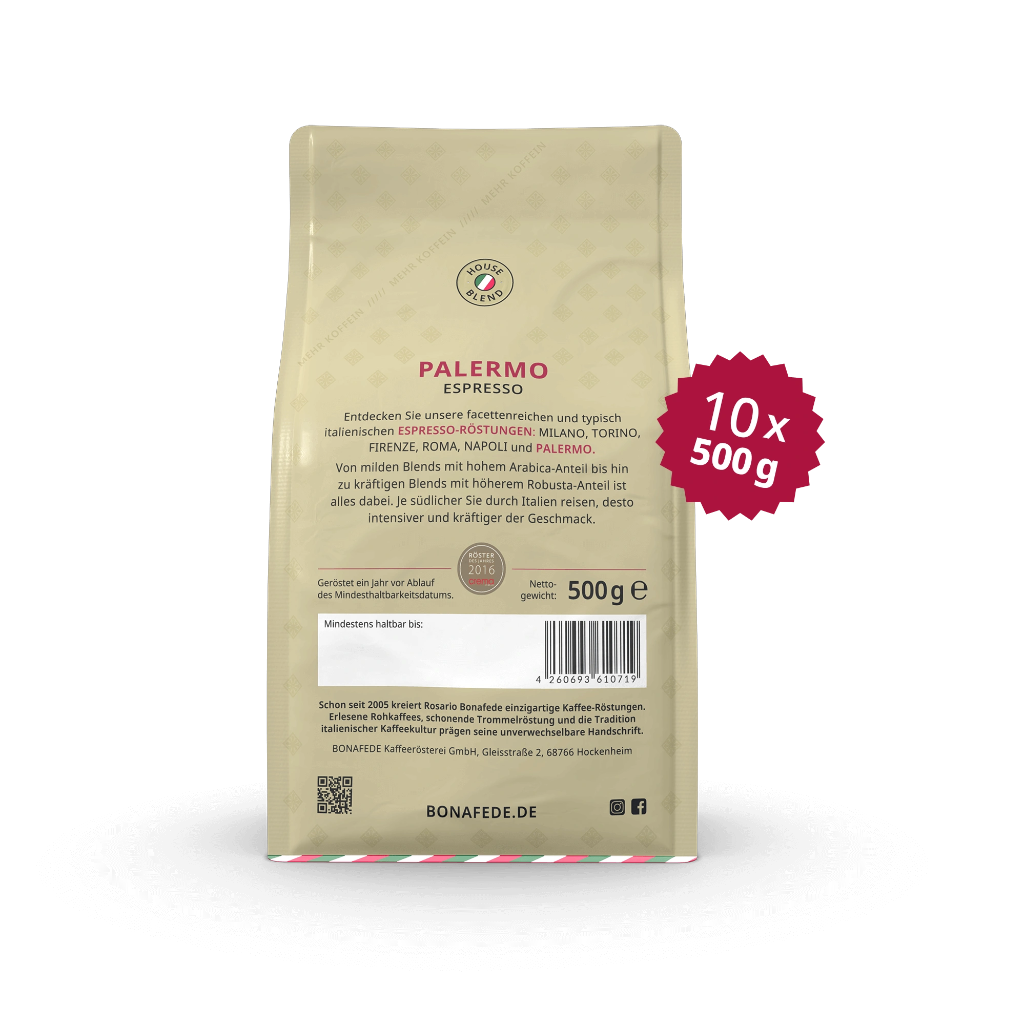 VPE PALERMO, Espresso 10 x 500 g